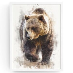 Watercolor Grizzly Bear Portrait Wall Art Print Poster - Unframed Artwork